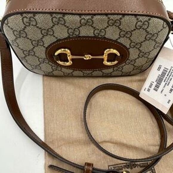 Women's Gucci Horsebit 1955 small shoulder bag GG Supreme made in Italy - Picture 9 of 16